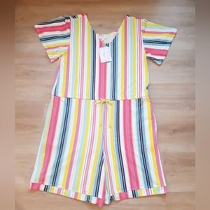 LuLaRoe Xanthe Rainbow Stripe Jumper - Size Medium (8-10) Colorful Romper